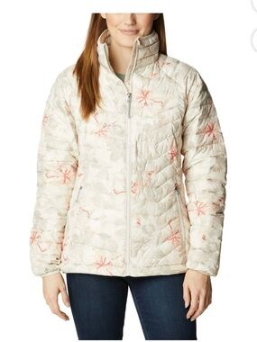 Columbia Women's Powder Lite Jacket in the Chalk Aurelian Floral Pattern XL